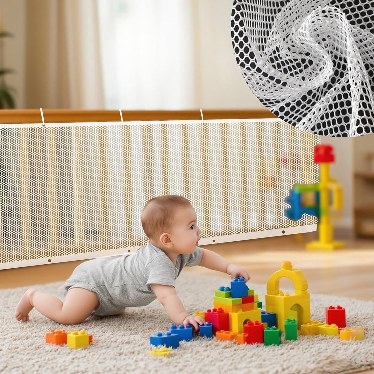 Kindveilige netten voor trappen 6m x 0.9m - Hoogwaardig materiaal - Uitstekende zichtbaarheid - ShopVlot