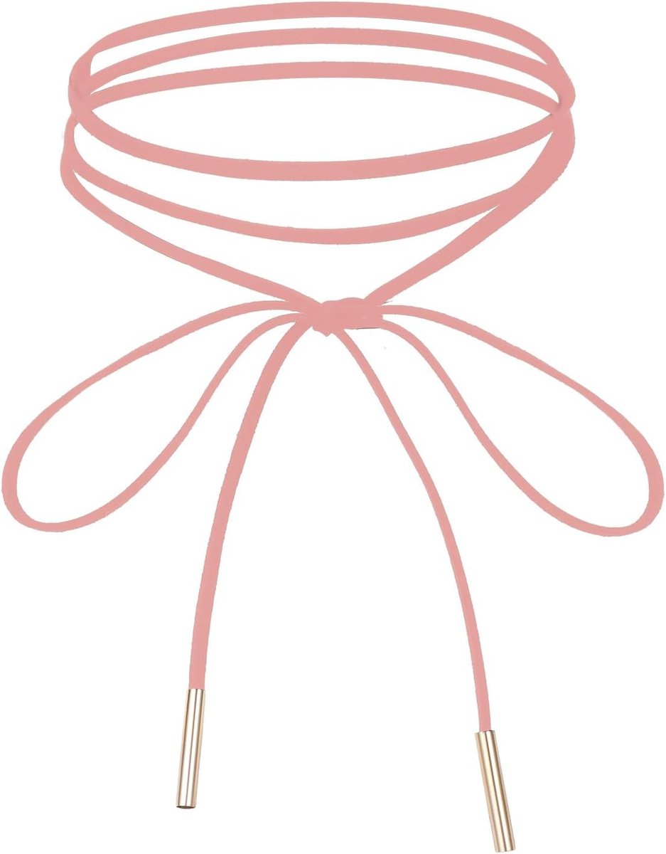 Dames choker halsketting - roze velours - lange strik halsband - trendy accessoire voor feestjes - ShopVlot