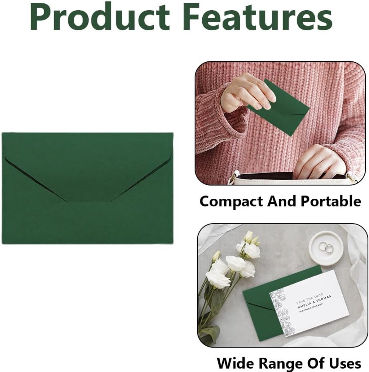Mini enveloppen 10.5 x 6.8cm - peacock green - gesloten eindes - perfect voor brieven en kaarten - ShopVlot