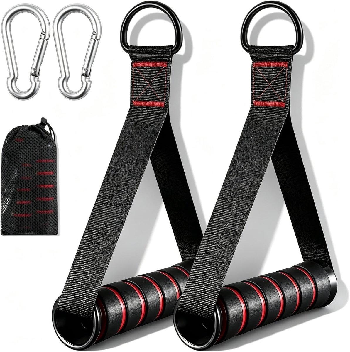 Gym pulleys set - ergonomische handgrepen - met karabiners en draagtas - ideaal voor krachttraining - ShopVlot