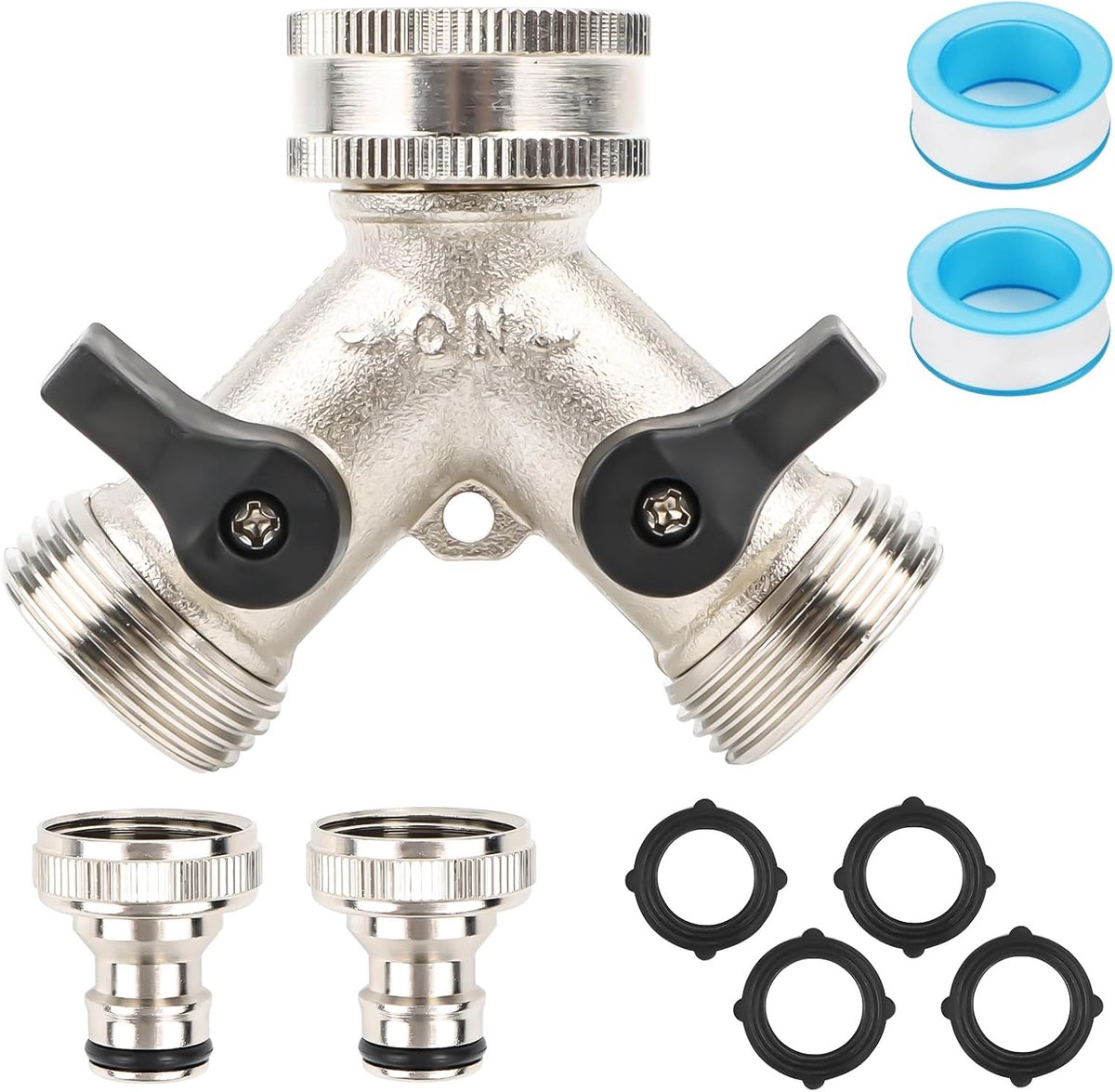 2-way water distributor 3/4 inch - Y-distributor - met kogelkranen - ideaal voor tuin en wasmachine - ShopVlot