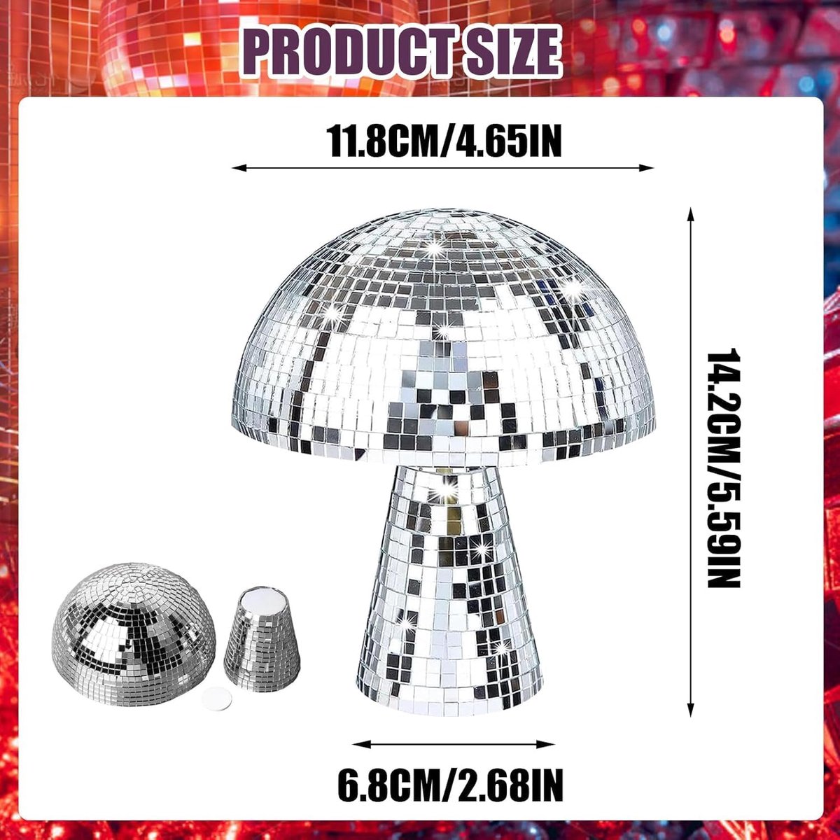 Mushroom decoratie 11 x 8 cm - zilver - foam + glas - moderne uitstraling - m-winkel