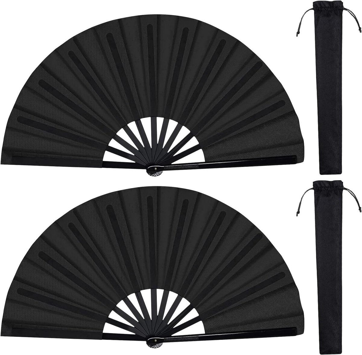 Folding compartments set van 2 - grote Tai Chi fans - lichtgewicht nylon - perfect voor dansoptredens - ShopVlot