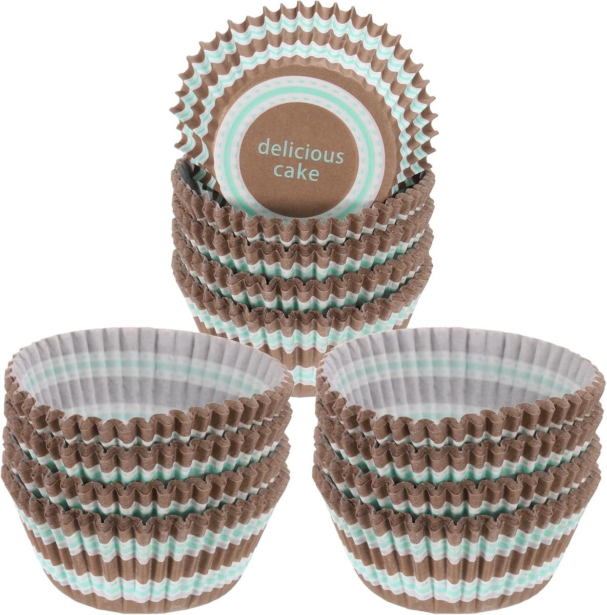 300 stuks pannenkoekenvormpjes van papier, standaardformaat, cupcake-vormpjes, anti-aanbaklaag, voor feestjes en bruiloften, bruin