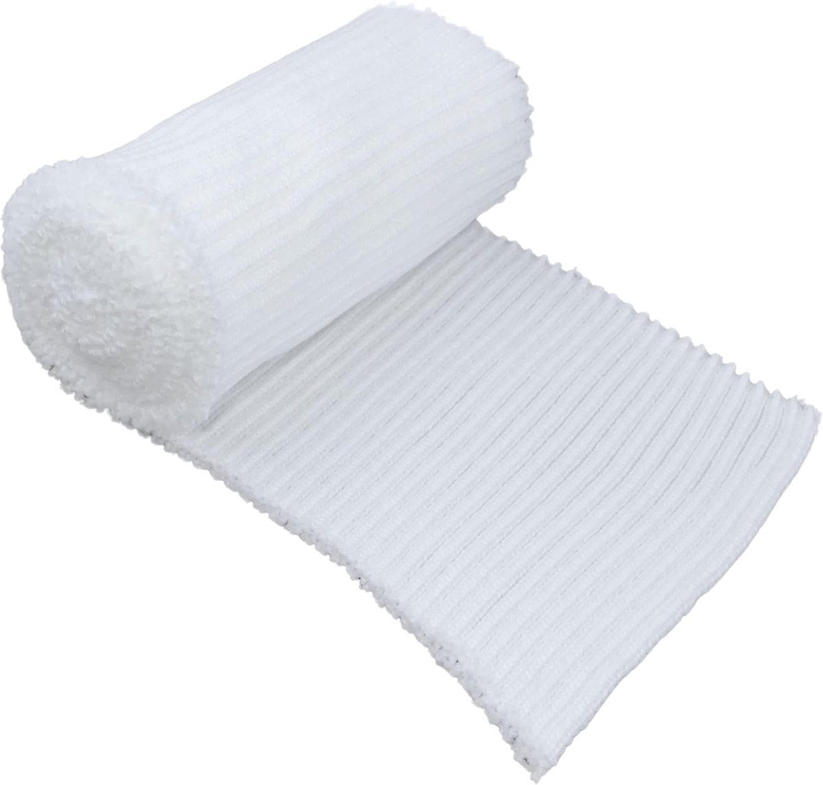 Stof/band 85x13 cm - voor geribbelde manchetten, zoom, jas - kleur wit - 100% acryl - kleding gebreide jas decoratie creatieve projecten naaien