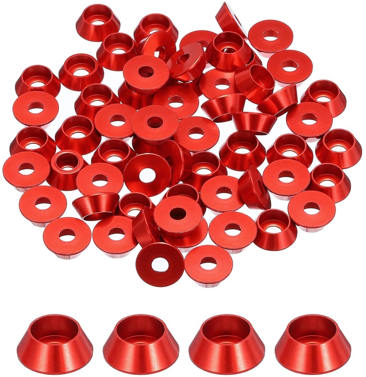 Sluitringen conische kop M4, afdichtingen geanodiseerd aluminium afdichting sluitring kop kop schroef Rc/Fpv/PC/drone/mechanische accessoires modelonderdelen, Pz60 (donkerrood)
