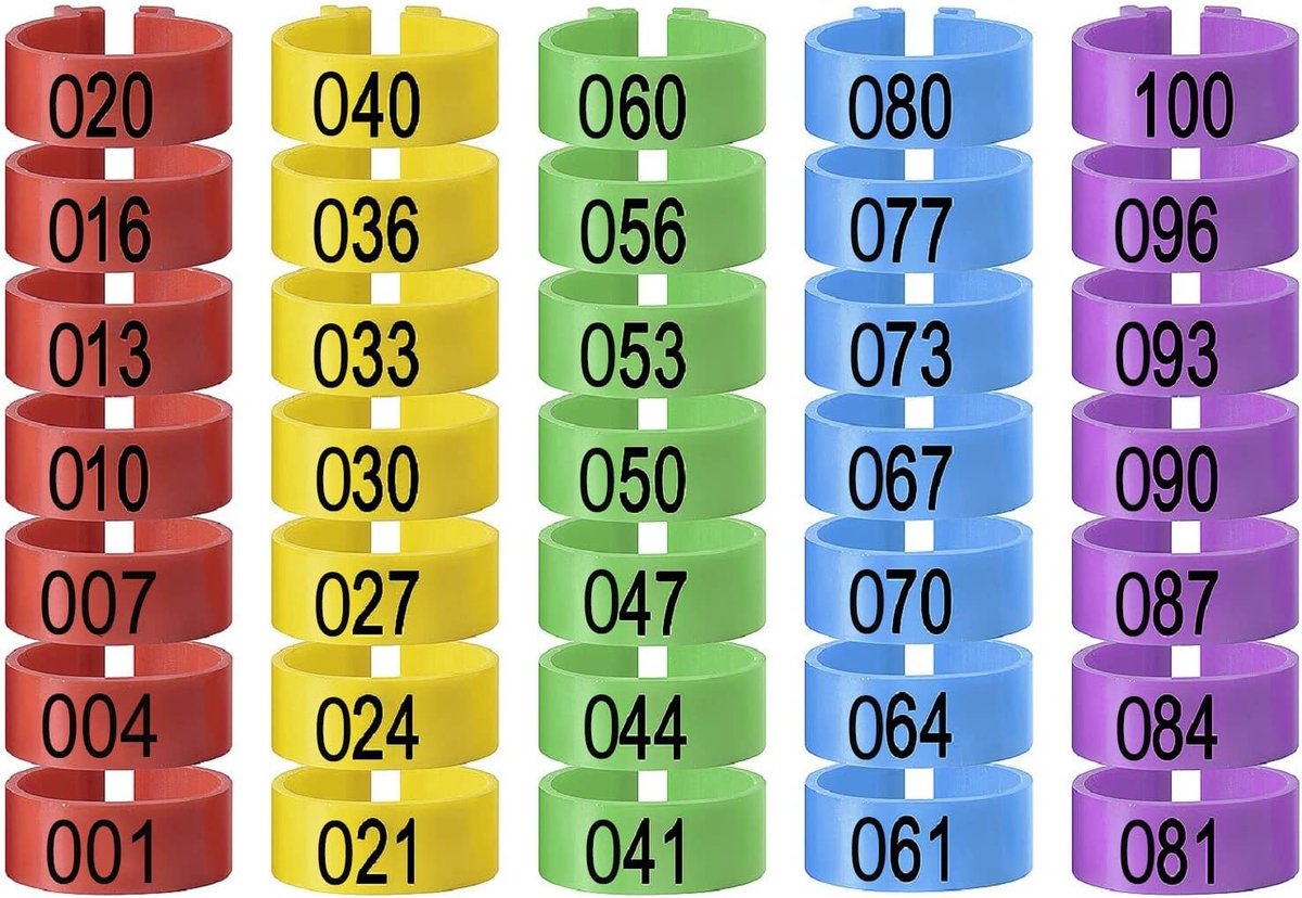 Ringen, Kip Tags voor Benen Gevogelte Bands Clip On Benen Ringen voor Kippen, Eenden, Kip, Gans (5 Kleuren, 18mm)