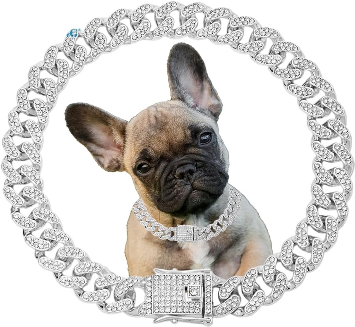Hondenhalsband glitter strass 20,3 cm - Zilveren ketting - Sprankelende diamant - Stijlvolle bling voor huisdieren - SnelShoppen