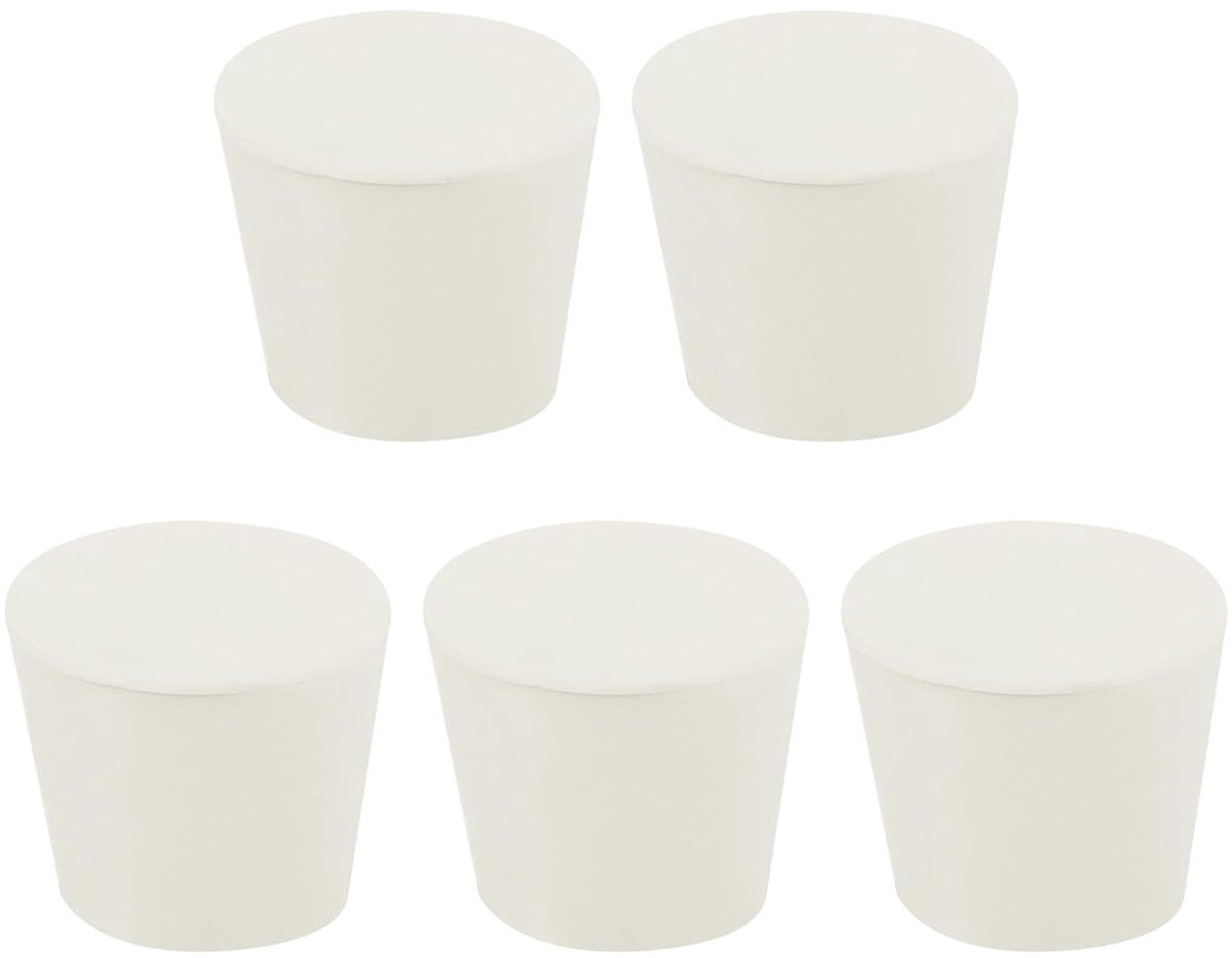Conische rubberen stop van 30 mm tot 37 mm voor reageerbuisjes, robuust, wit, voor laboratorium, huis, 5 stuks