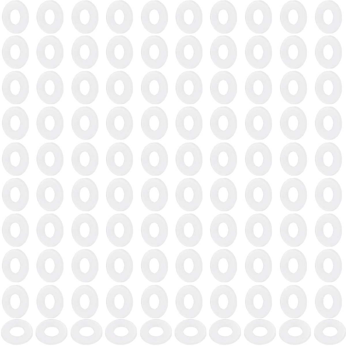 Platte afdichtingen, 120 stuks 4 mm ID 9 mm OD 1 mm dik kunststof afdichting platte ronde afdichting sluitringen afdichting vervanging, wit