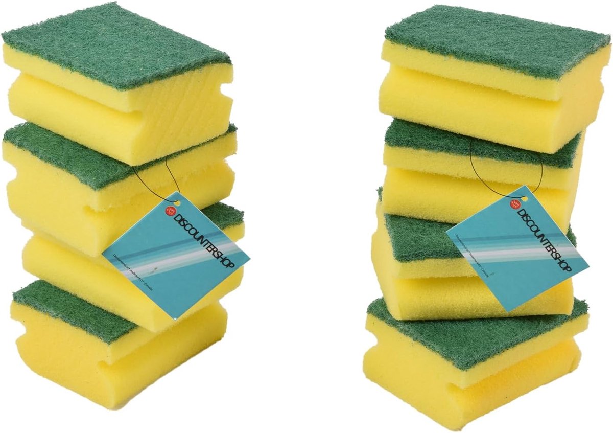 Schoonmaaksponges voor Keukens - Dubbelzijdig - Groen & Geel - Multifunctioneel en Milieuvriendelijk - SnelShoppen