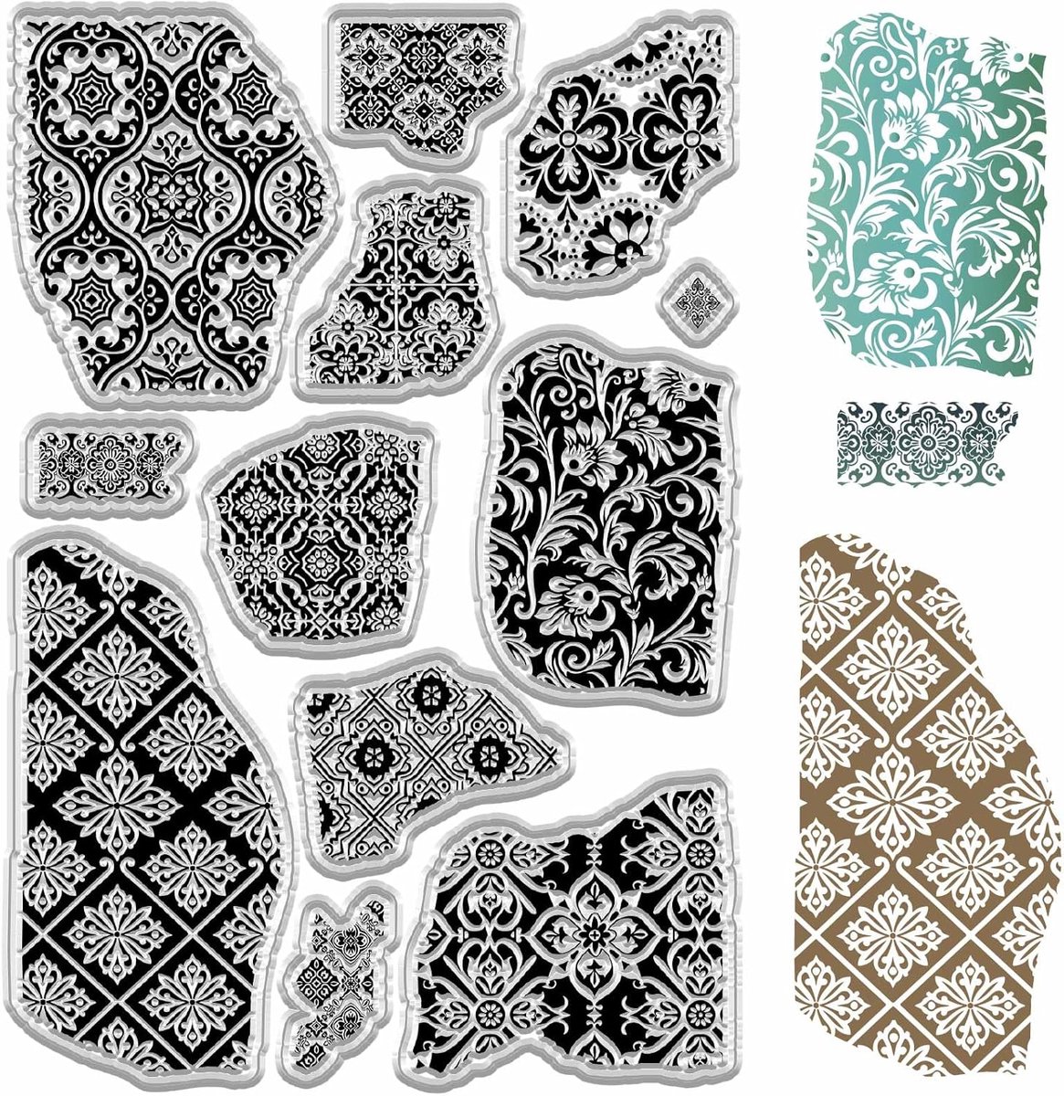 Bloem Patroon Clear Stempels Achtergrond Textuur Stempel Herbruikbare Retro Transparante Siliconen Stempel Seals Voor Journaling Card Maken Scrapbooking Fotoalbum Decoratieve Kerst DIY