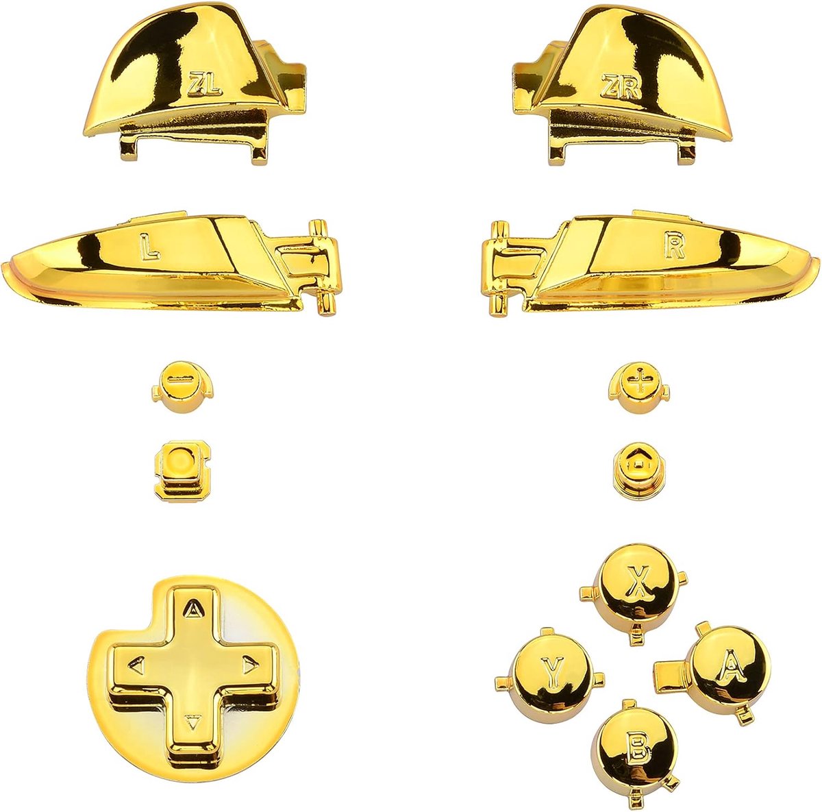 EXtremeRate Chroom Goud Reparatie ABXY D-pad ZR ZL L R Keys voor Switch Pro Controller, Glanzende DIY Vervanging Volledige Set Knoppen met Gereedschap voor Switch Pro - Controller NIET Inbegrepen