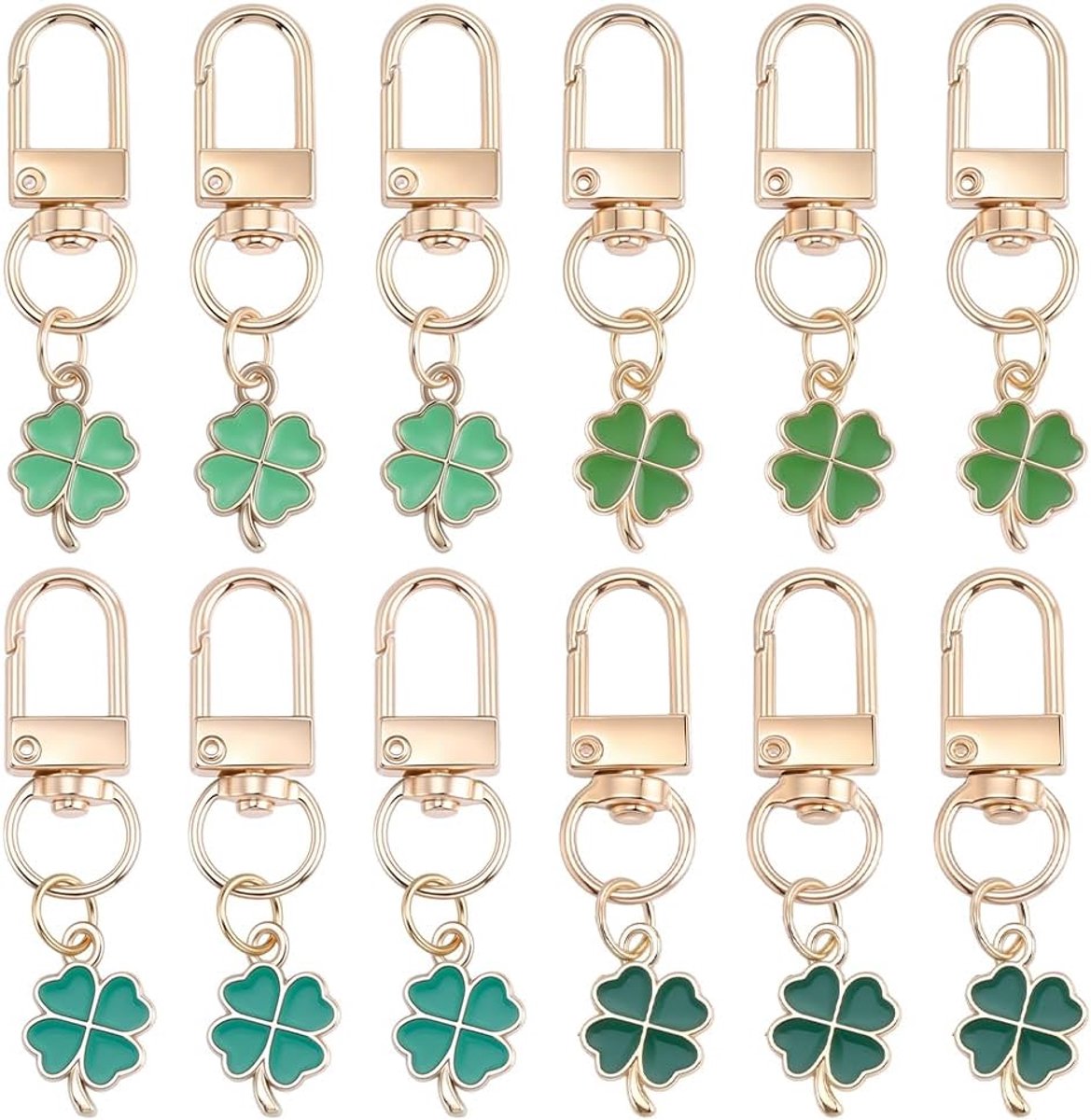 20 stuks 4 kleuren sleutelhangers groothandel plant 4 bladeren klaverblad sleutelhanger legering goud email planten geluksbrenger sleutelhanger met draaibare karabijnhaak voor sleutel tas