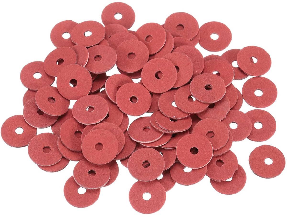 Sluitring M3 x 14 x 1 mm, rood staalpapier sluitringen set, isolatie platte afdichting voor schroeven, moeren, schroefdraadstang, machinebevestiging, sanitair