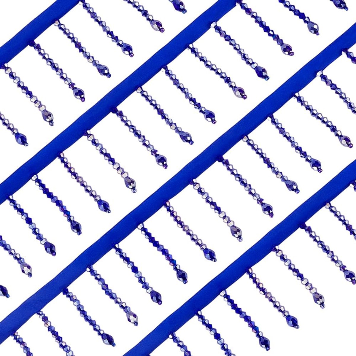PandaHall 2 m blauwe kralen franje trim, 5,6 cm breed kristal kralen kwastje lint naaien stof kleding rand versiering voor naaien, danskostuum, jurk, huisdecoratie, gordijn decoratie