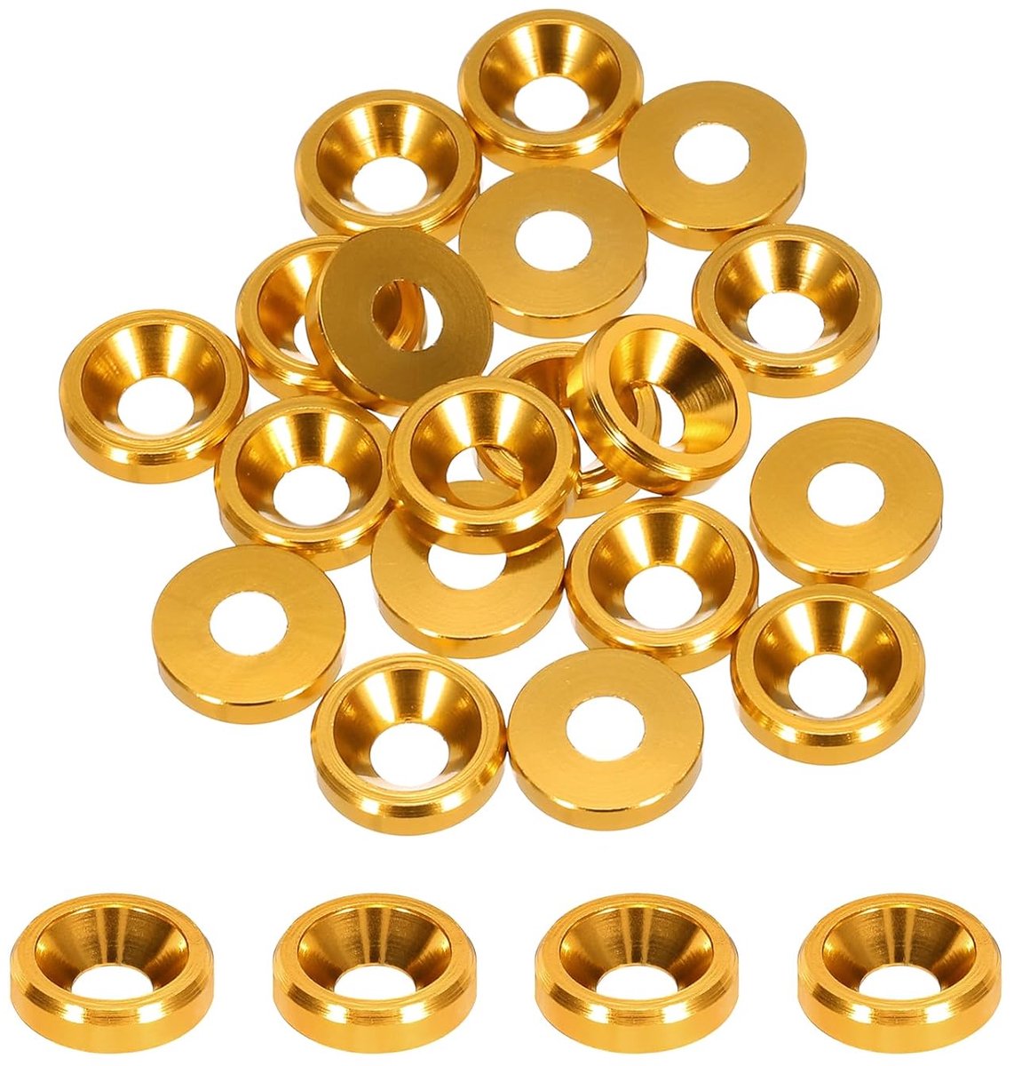 Verzonken sluitringen M3 diameter gat 3,1 mm / 0,12 afdichtingen aluminium afdichting sluitring kop kop voor schroeven RC / FPV / PC / mechanische drone onderdelen model 20 stuks (goud)