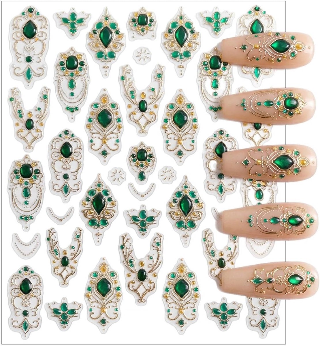 Nagelstickers goud reliëf - zelfklevend - 5D decoratie - voor elegante barok manicure - SnelShoppen