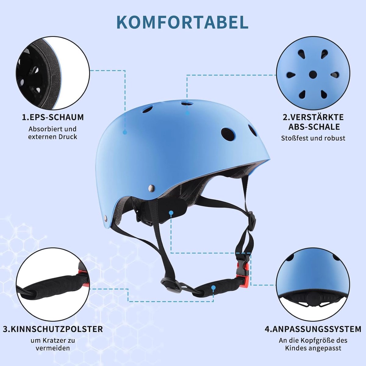 Kniebeschermers voor kinderen met helm, beschermingsset voor kinderen van 3-10 jaar