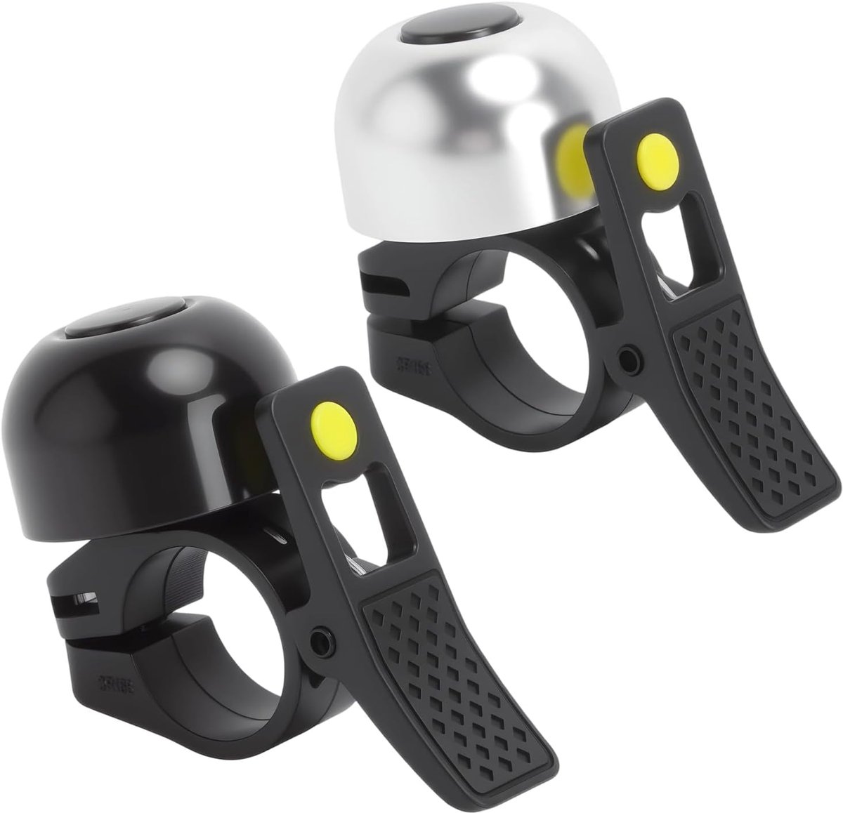 2 stuks fietsbel aluminium, luid 80 dB, waterdichte en roestvrije bel fiets voor MTB, racefiets, stadsfiets, e-bike, mini-universele bel, zwart en zilver, geschikt voor stuur van 22-34 mm