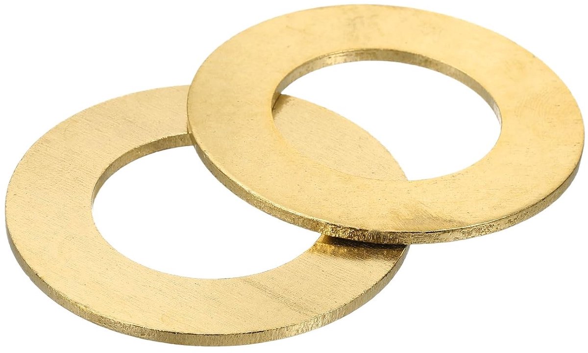 Platte sluitringen, 2 stuks platte afdichtringen van messing, 59 mm OD 2,5 mm dik, ringafdichting, metaal, voor schroeven en moeren