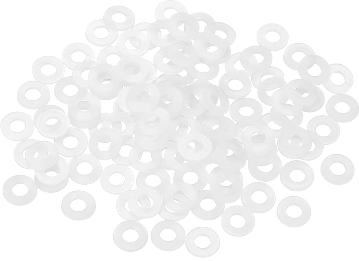 Platte schijven, 5 mm ID, 10 mm OD, 1 mm dik, kunststof afstandhouders voor schroeven, bouten, tuinkraan, sanitaire reparatie, wit
