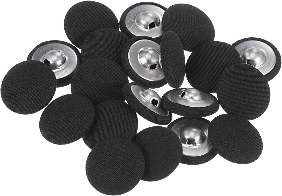 Knopen 21 mm, rond, met metalen schacht voor jurken, blouses, zwart