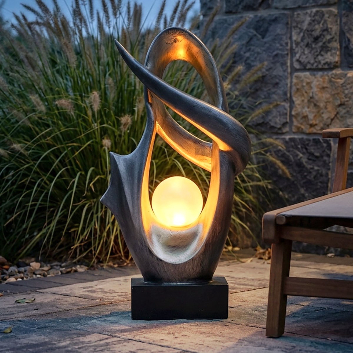 LED solar decoratieve buitenlamp brandeffect tuin patio verlichting design licht zilver