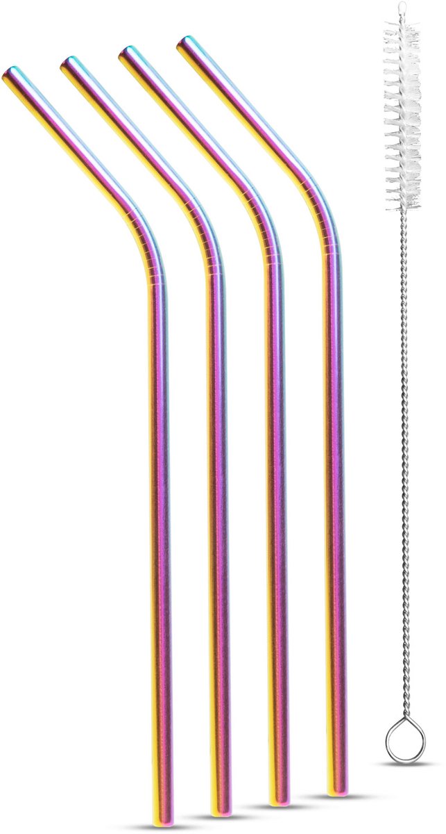 RVS rietjesset - titanium regenboog - 215 x 6 mm - 5 stuks 1 Stuks [57590]