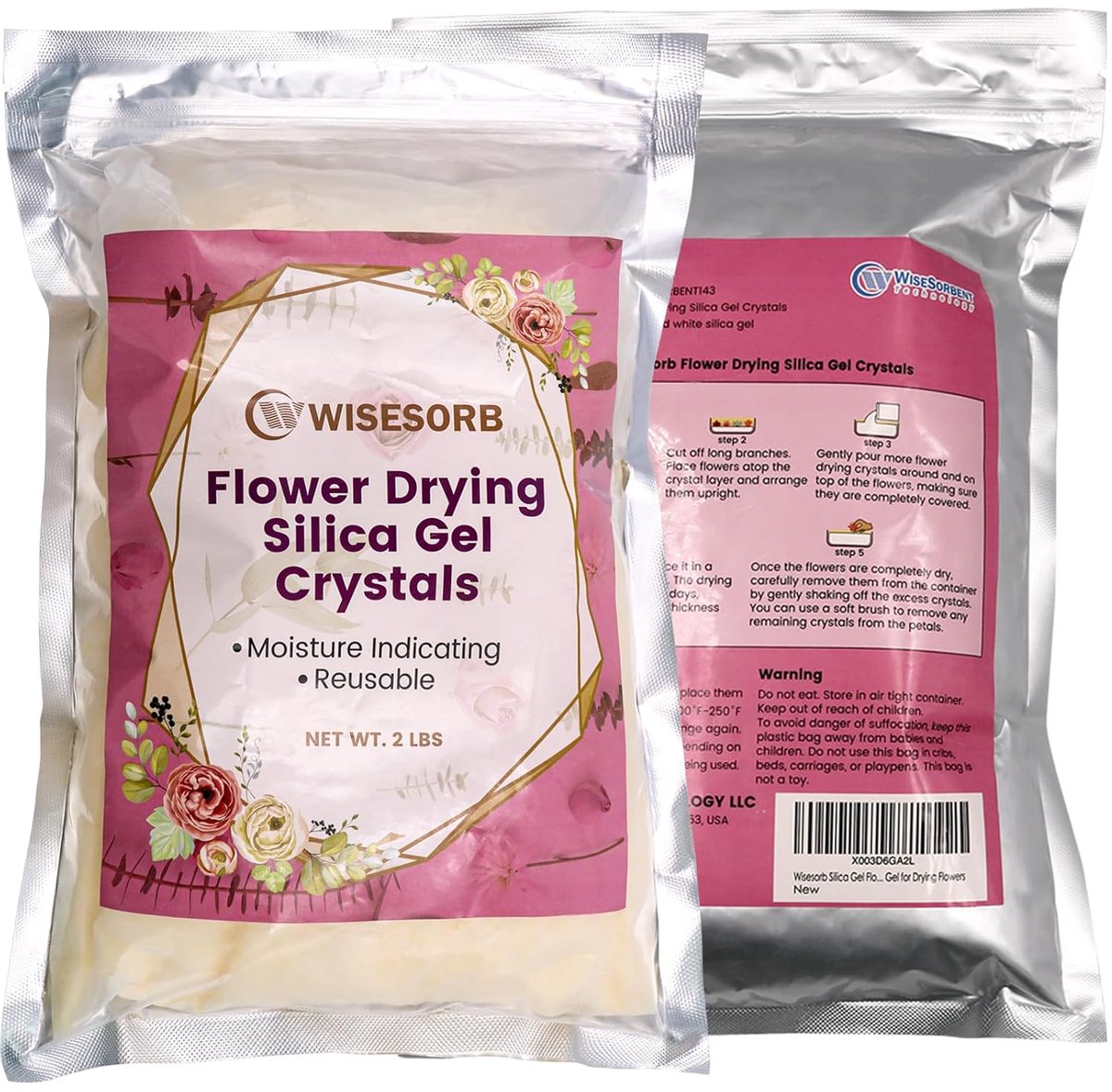 Silica gel kristallen 2 pond - kleurindicator oranje naar groen - niet-toxisch - perfect voor het drogen van bloemen - ShopVlot