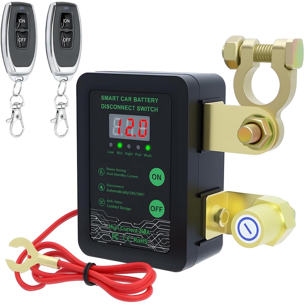 Draadloze Accu Onderbreker met LED Display - Circuitonderbreker 12V/24V - Afstandsbediening tot 100 meter - ShopVlot