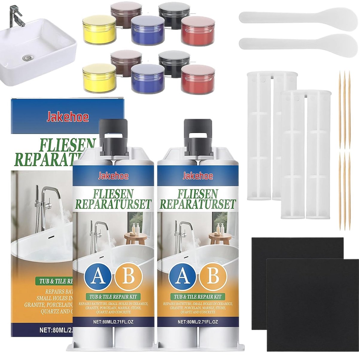 Tegelreparatieset 2 stuks - keramisch - multifunctioneel - herstel van krassen en scheuren - ShopVlot