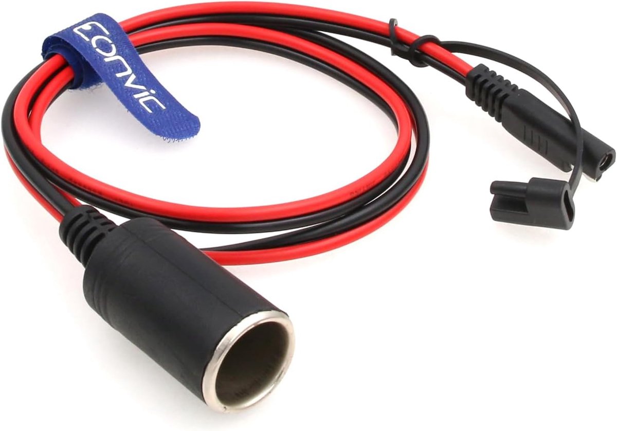 SAE naar sigarettenaansteker kabel 1m - 16AWG 12V - met stofkap - ideaal voor zonnepanelen - ShopVlot