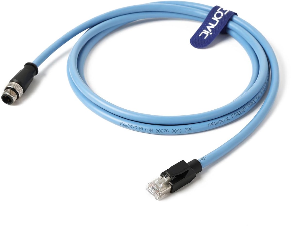 Ethernet kabel 2M - M12 4 Pin Male D Code naar RJ45 - CAT6 hoogflexibel - IP67 waterdicht - ShopVlot