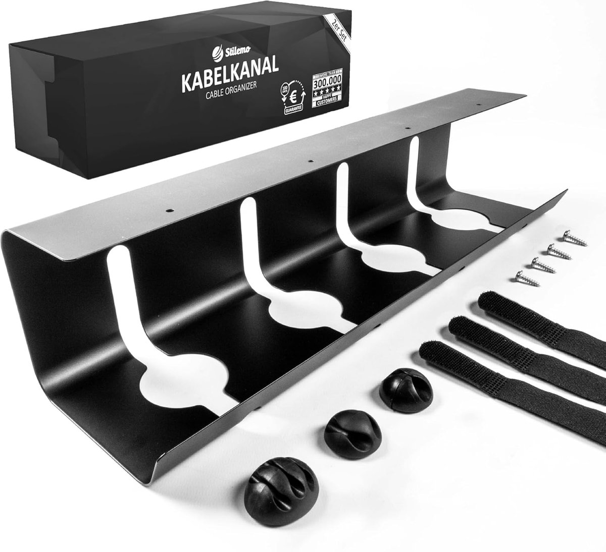 Kabelgoot onder bureau - Metalen kabelhouder zwart - 43x12x10cm - Voor een georganiseerde werkplek - ShopVlot