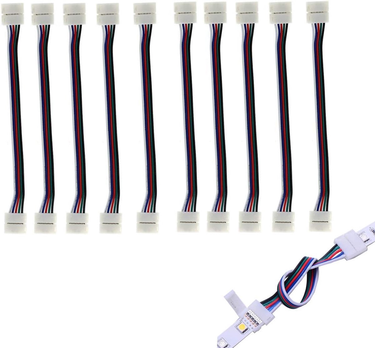 LED connector 5 pin 10mm - RGBW strip verbinding - Solderless en waterproof - Eenvoudige installatie zonder gereedschap - ShopVlot