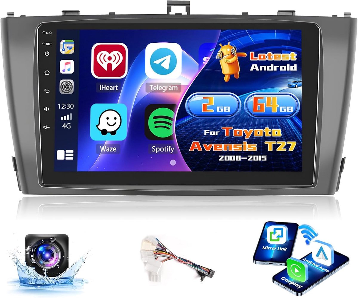 Auto Radio 9 Inch - 2GB+64GB Android - Draadloze CarPlay/Android Auto - Betrouwbare GPS navigatie - ShopVlot