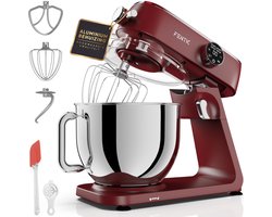 Fentic Keukenmachine 1800W, Keukenrobot met 7l RVS Mengkom, Incl. Menghaak, Garde, Deeghaak en Extra Accessoires, Keukenmixer Met Timer en 10 Snelheden