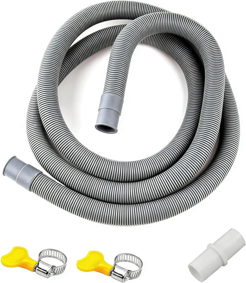 Afvoerslang 0.5-7m - Universeel - Met aansluitadapter en slangklemmen - Geschikt voor wasmachine en vaatwasser - ShopVlot