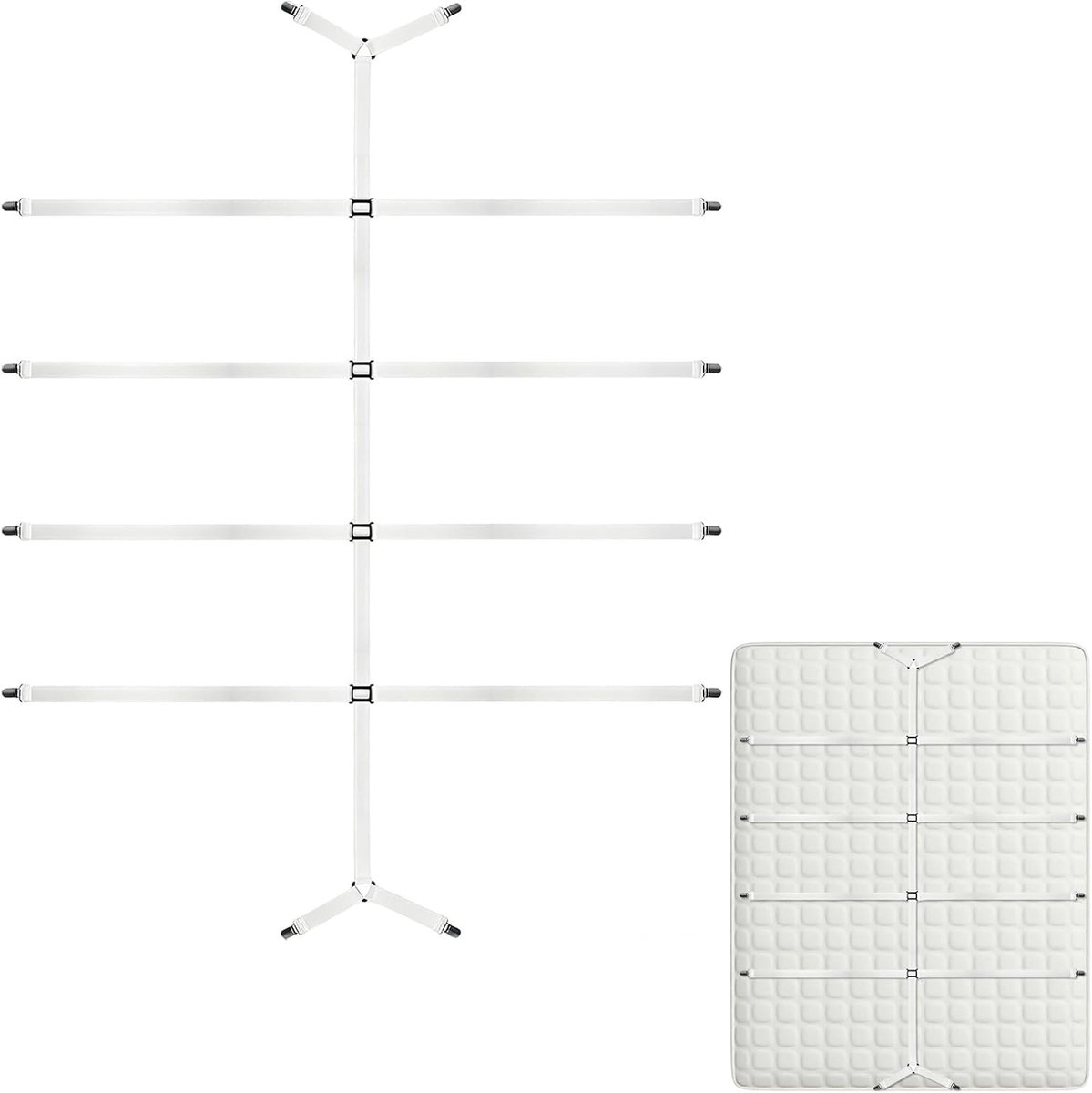 Fitted sheet tensioner 12 metalen clips - Verstelbaar van 1.5 tot 3.3 m - Anti-slip en kreukvrij - ShopVlot