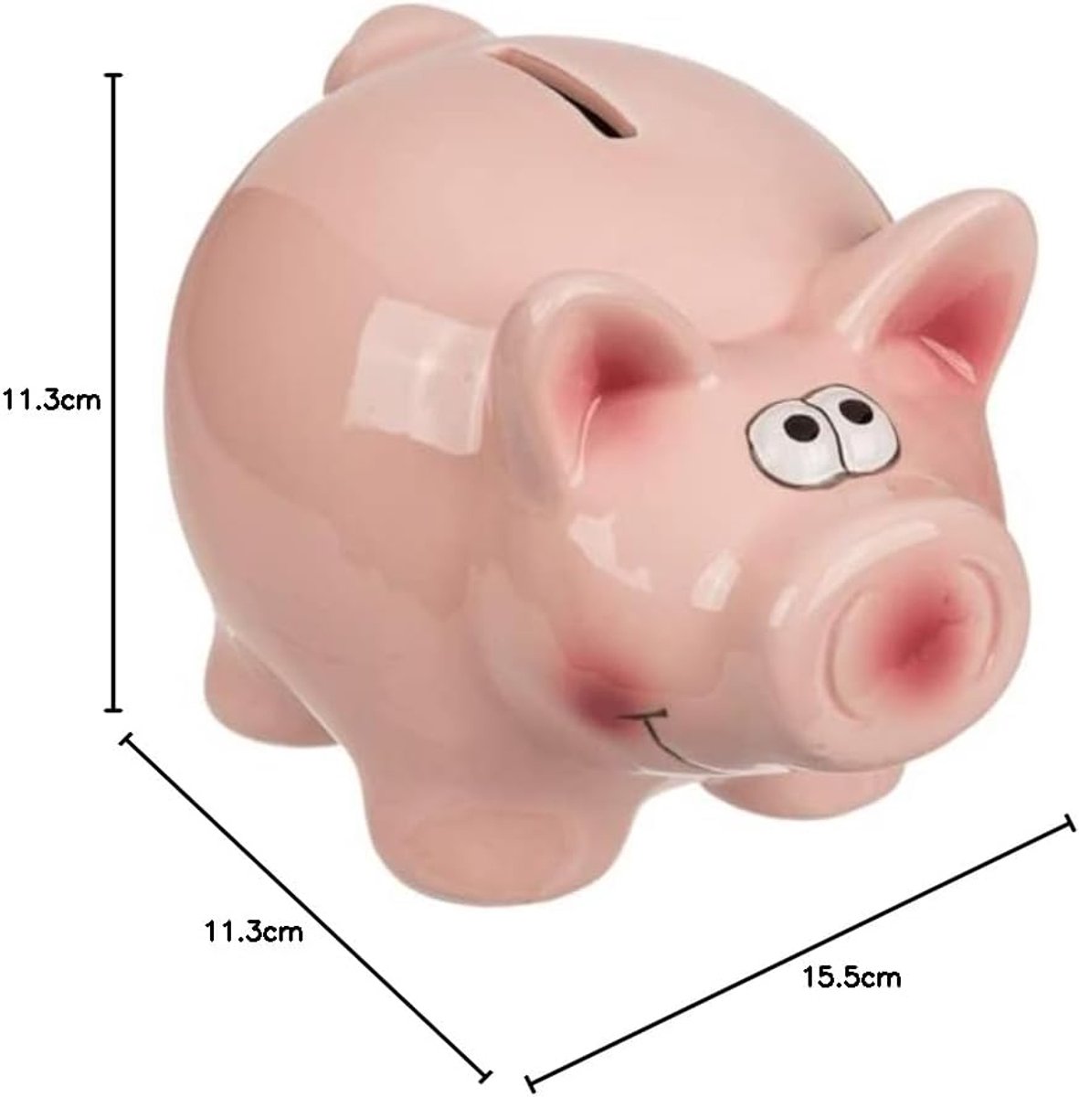 Spaarpot varkentje - roze keramiek - met deksel en sleutel - leuk cadeau - ShopVlot