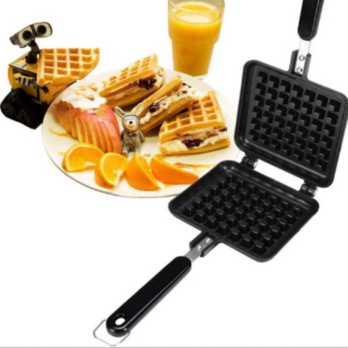 Wafelpan vierkant - aluminium - dubbelzijdig - niet plakkend en eenvoudig te gebruiken - ShopVlot