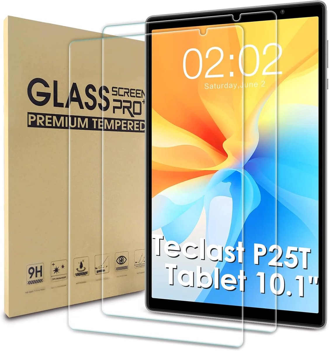 SnelShoppen - 2x Beschermfolie Tempered Glass voor Teclast P25T Tablet 10.1 Inch, 9H Hardheid, Anti-Kras, Vingerafdrukbestendig, Bubble Free