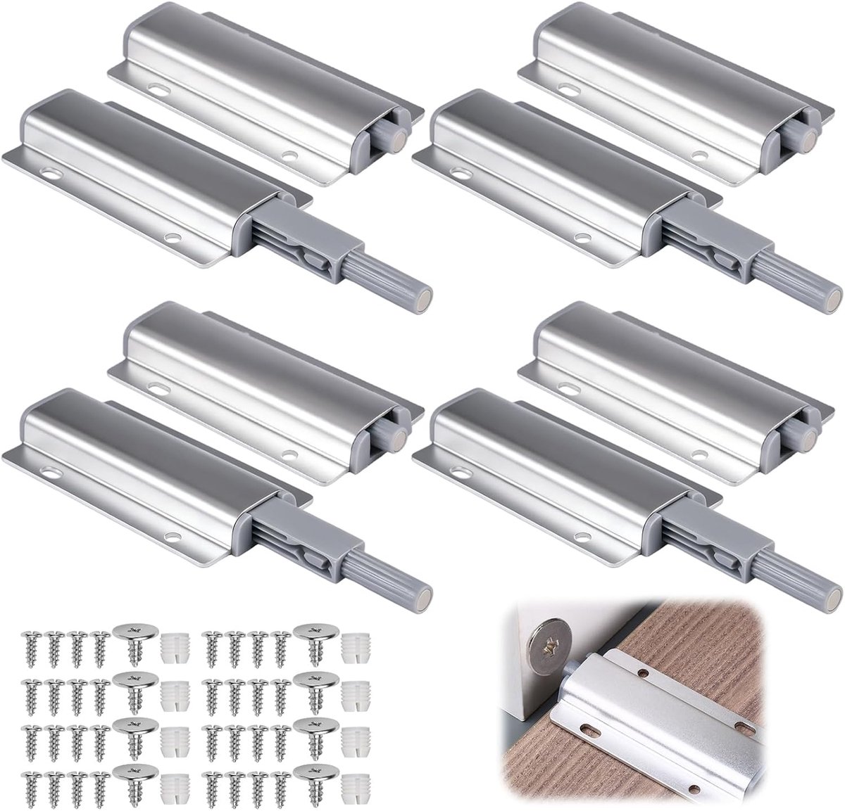 Drukdeuropener 8 stuks - push-to-open systeem - verborgen montage - eenvoudig te installeren - ShopVlot