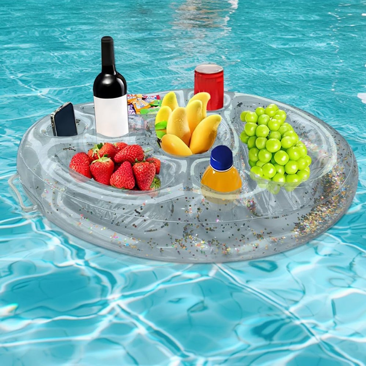 Opblaasbare drankhouder met 8 gaten - extra groot 50x70 cm - duurzaam pvc-materiaal - ideaal voor zwembadfeesten - ShopVlot