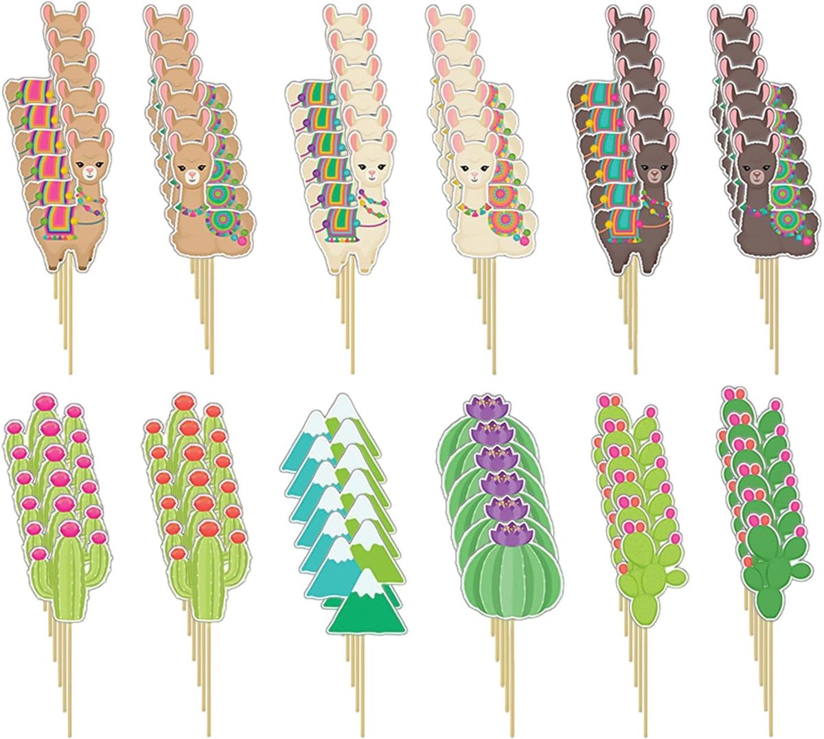 Cactus kaartinvoegen 72 stuks - kleurrijk karton - schattige cartoon - feestdecoraties voor kinderen - ShopVlot