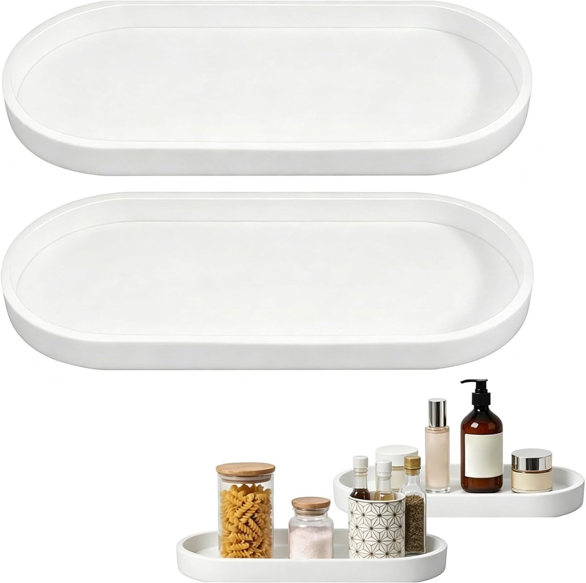 Ronde silicone opbergbakken - wit - antislip - ideaal voor badkameraccessoires - ShopVlot