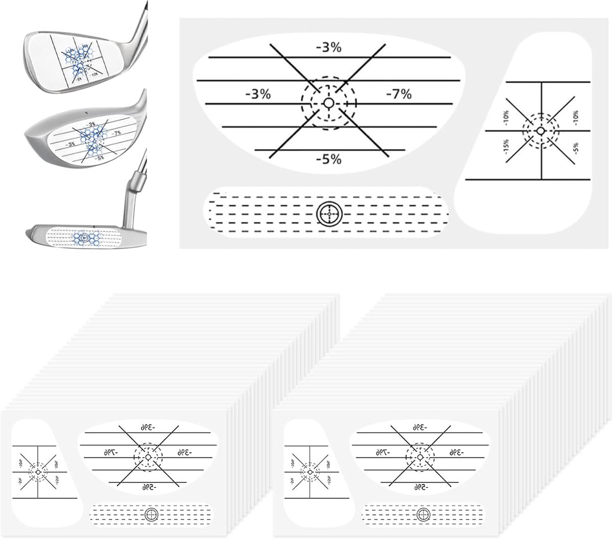 Golf Impact Tape - Zelflerende Sweet Spot Stickers - Voor Hout, IJzer en Putter - Verbeter swingnauwkeurigheid - ShopVlot