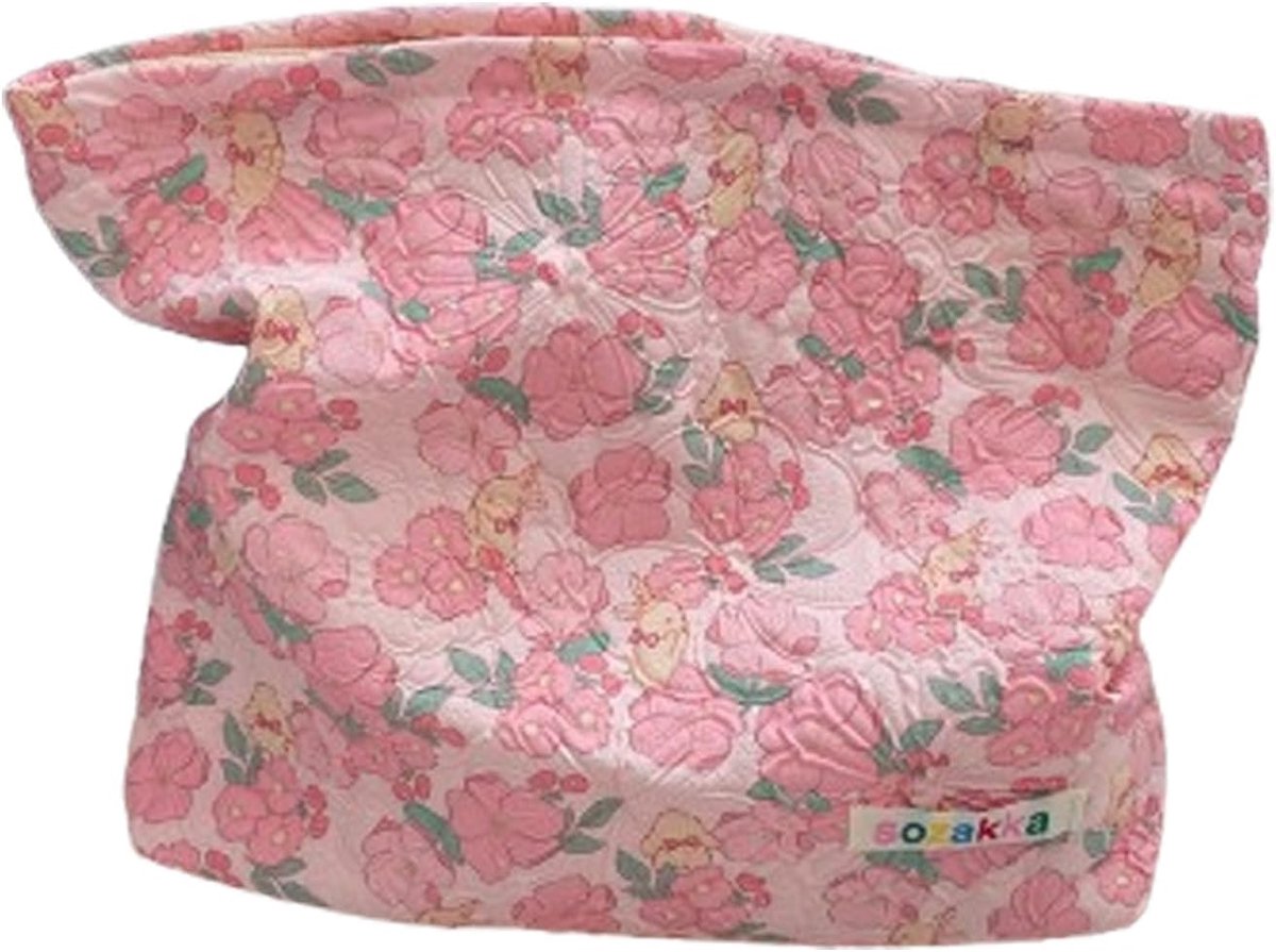 Makeup tas bloemen 23x18 cm - Draagbare rits cosmetische tas - Elegant ontwerp - Perfect voor reizen - ShopVlot