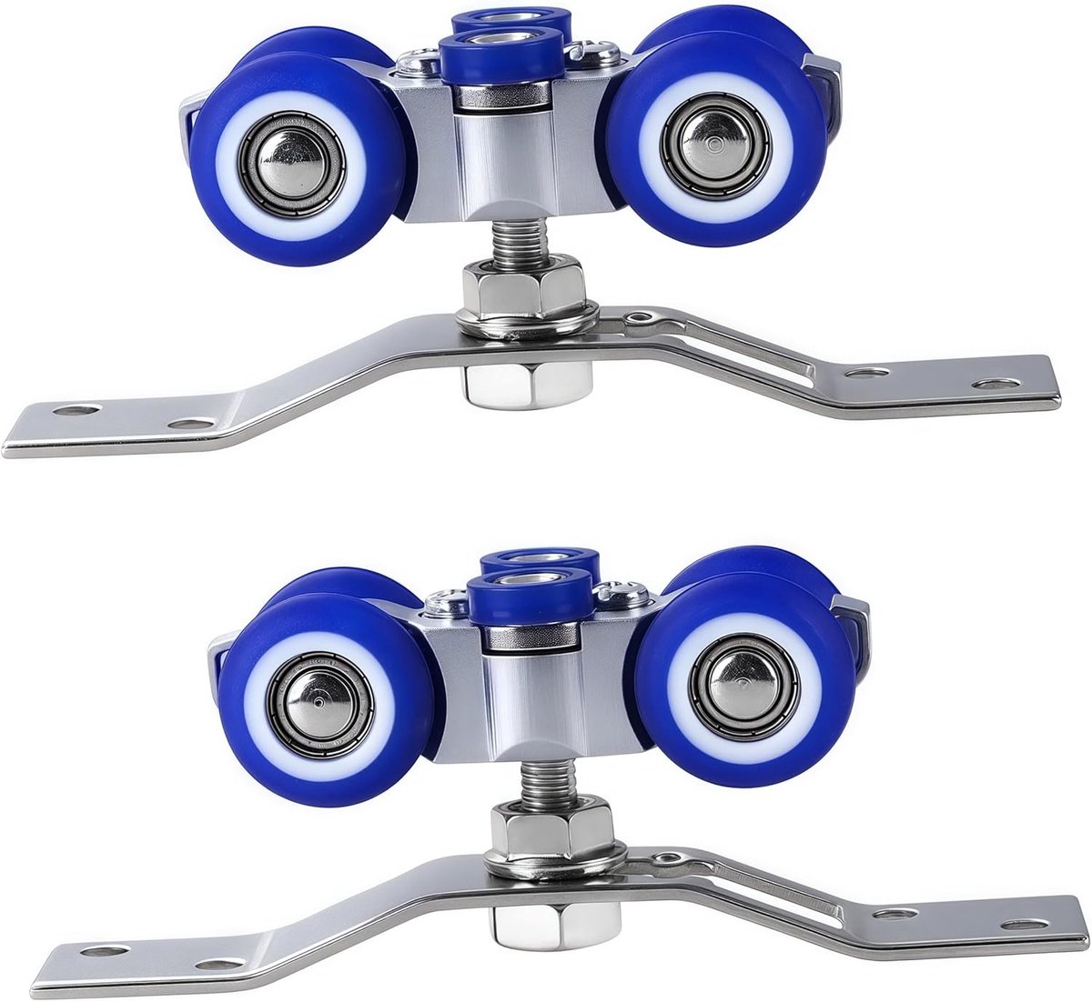 SnelShoppen - 2 Stuks RVS Schuifdeur Hardware Set met 2 Wielen voor Schuifdeuren, Schuifdeurrail, Schuifdeurwielen, Gidsrail met Wielen, Looprails voo